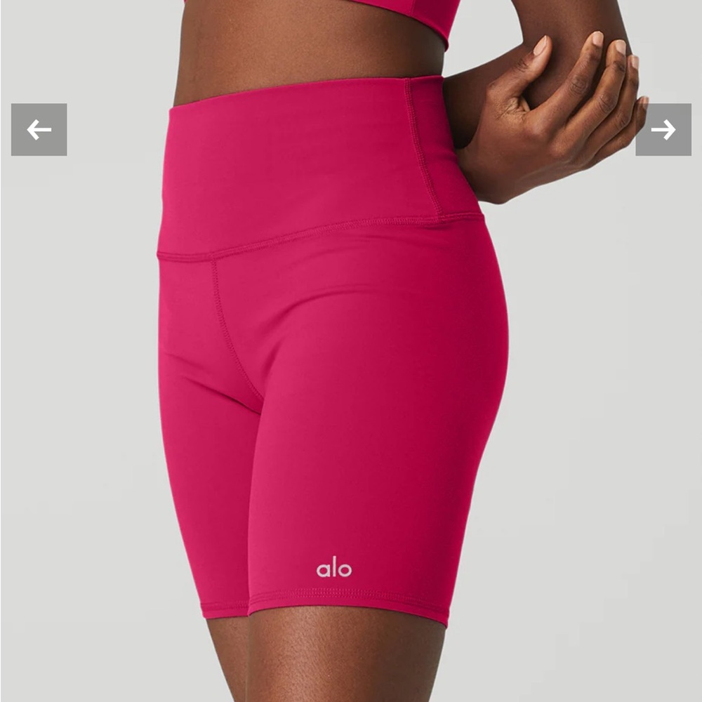 ALO Yoga High-Waist Pink Biker Shorts